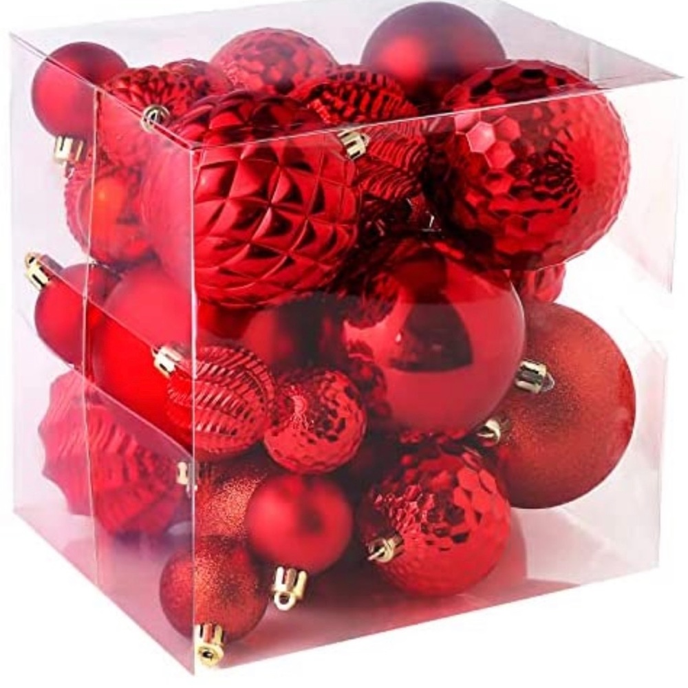 NWT 36 pcs red Jorysics Christmas Balls Ornaments  Shatterproof
